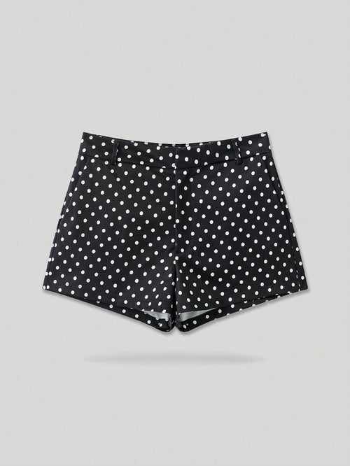 YROOE Women's Polka Dot Low Waist Shorts, Suitable For Spring, Summer And Autumn Black
