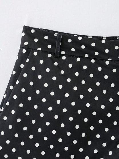 YROOE Women's Polka Dot Low Waist Shorts, Suitable For Spring, Summer And Autumn Black