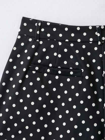 YROOE Women's Polka Dot Low Waist Shorts, Suitable For Spring, Summer And Autumn Black