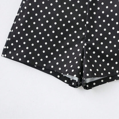 YROOE Women's Polka Dot Low Waist Shorts, Suitable For Spring, Summer And Autumn Black
