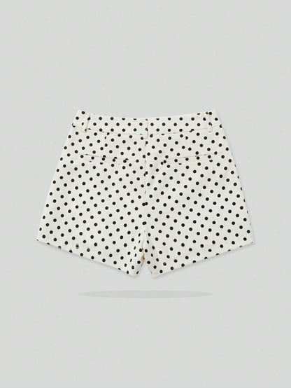 YROOE Women's Polka Dot Low Waist Shorts, Suitable For Spring, Summer And Autumn Black