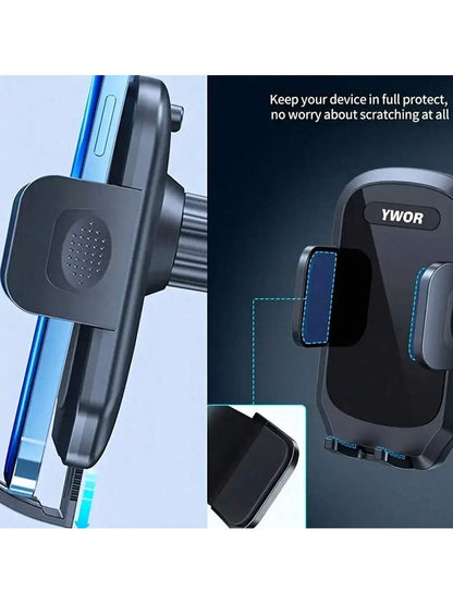 YWOR Car Phone Holder- Universal Hands-Free Air Vent Mount With Newest Metal Hook Clip, And All Smartphones, Dark Black