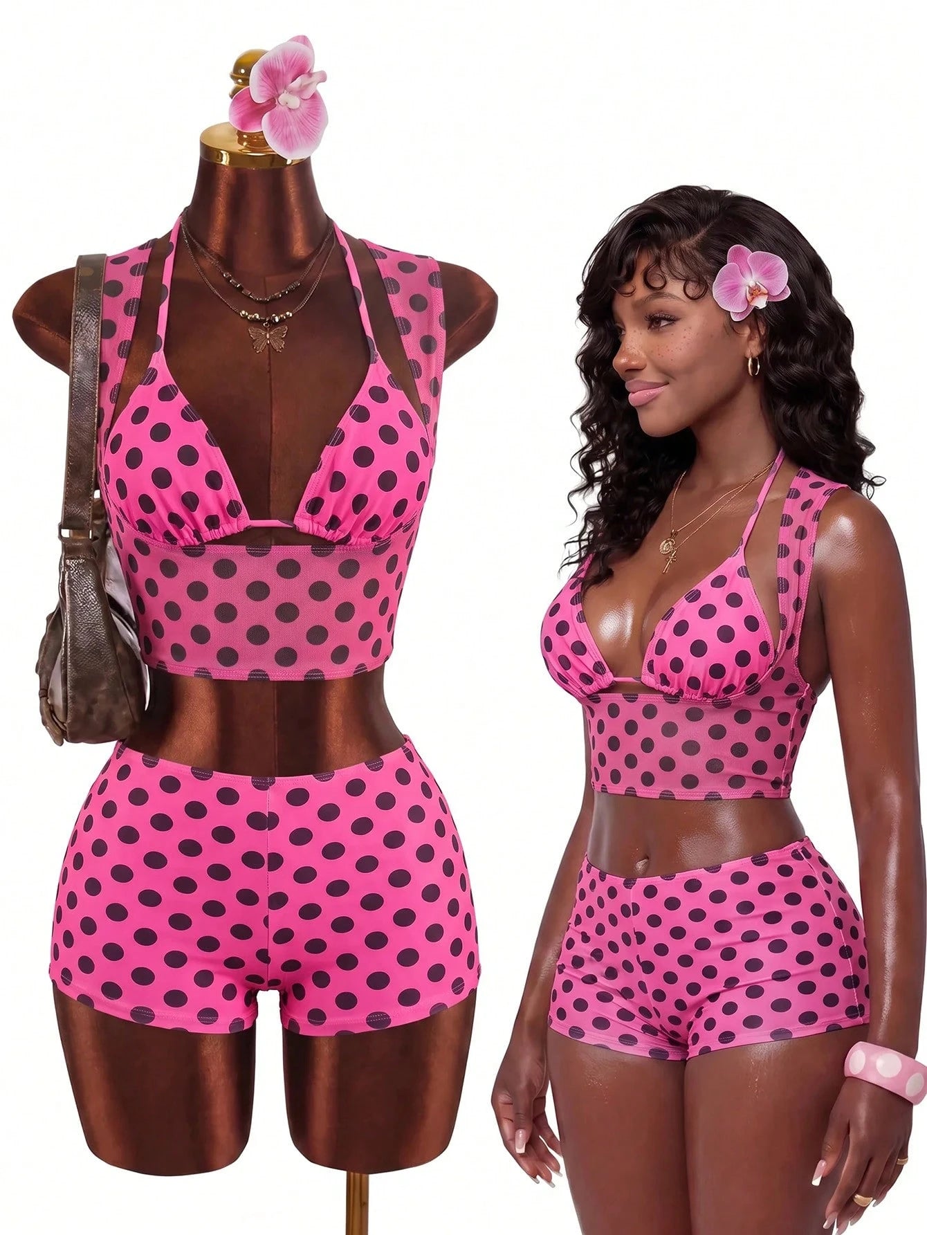 Zestiva 2026 New Summer Beach 3 PiecesPolka Dot Print Women's Swimsuit Set
