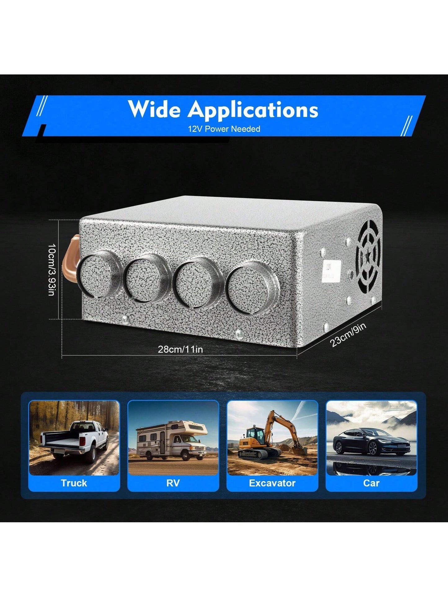 ZhdnBhnos LINSIE Universal Under Dash Heater Defroster+Speed Switch Car Truck 4 Ports 12V The Best Gift/Present For Family&Friends Happy Christmas