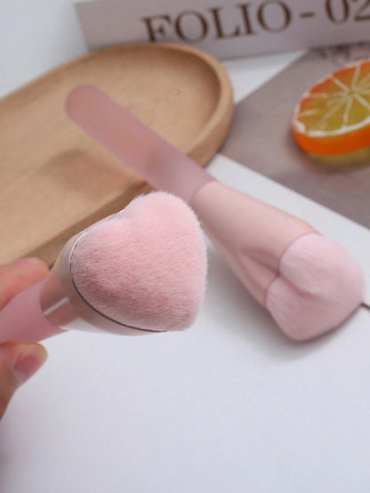 ZHENZITAI Heart-Shaped Blusher Brush, Dense & Soft Bristles, Fluffy & Even, Gently Pick Up Powder For Layered Application, Comfortable & Skin-Friendly,Foundation Brush,Concealer Brush,Blush Brush,Cont