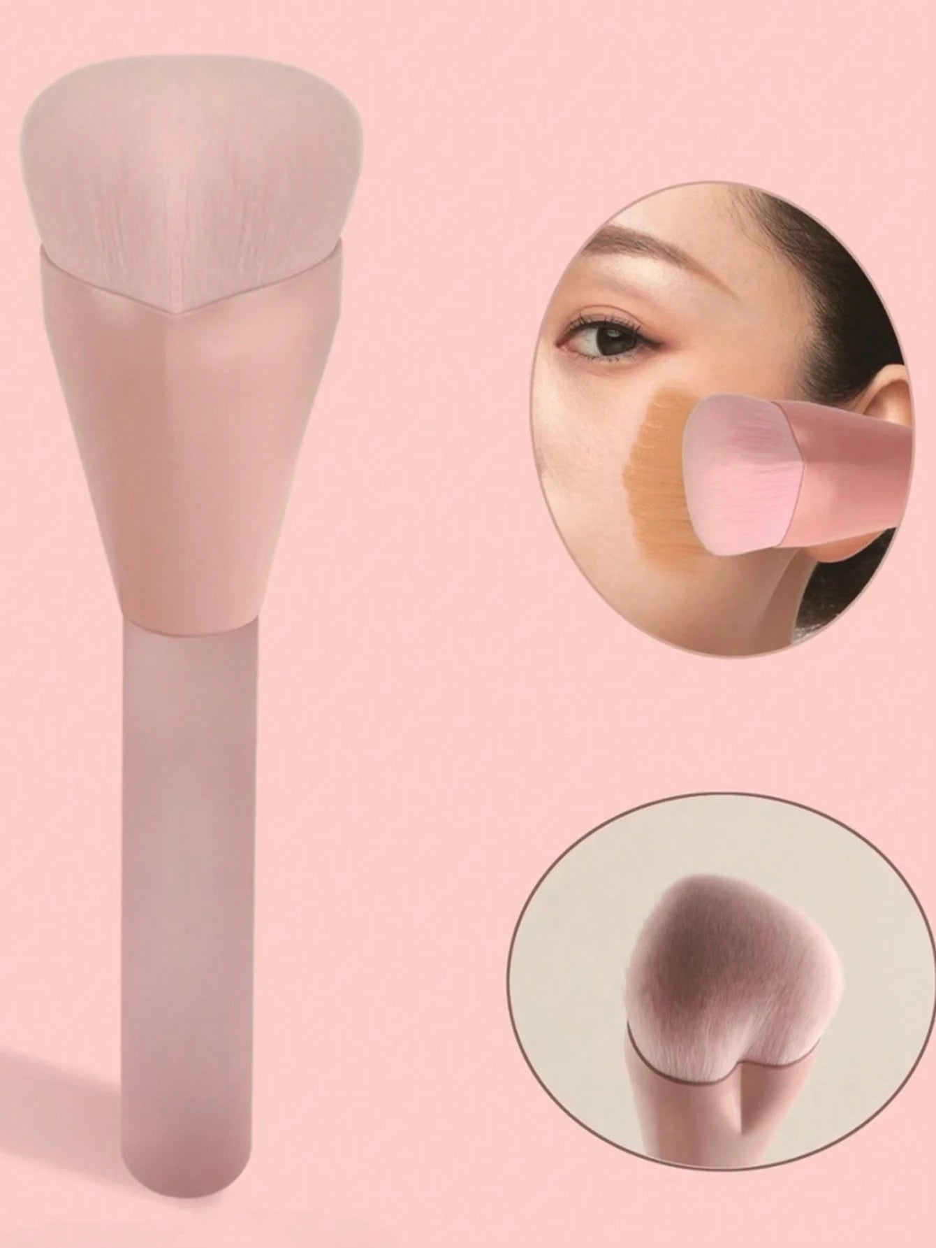 ZHENZITAI Heart-Shaped Blusher Brush, Dense & Soft Bristles, Fluffy & Even, Gently Pick Up Powder For Layered Application, Comfortable & Skin-Friendly,Foundation Brush,Concealer Brush,Blush Brush,Cont