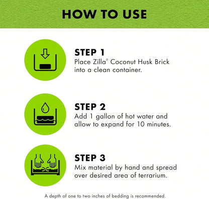 Zilla Coconut Husk Brick, Organic Bedding For Reptiles, Made With 100% Coconut Fiber, Ideal For Tropical Habitats And Egg Incubation
