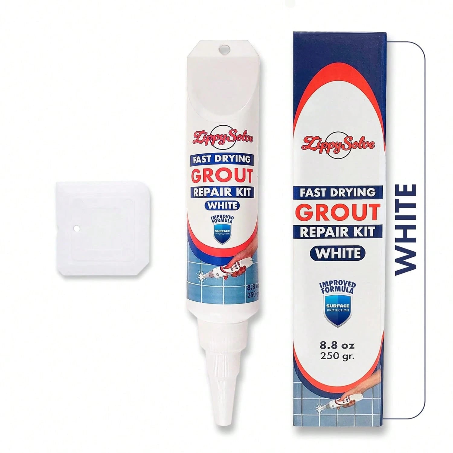 ZippySolve Tile Grout, Repair Kit, Restore &Amp; Renew Tile Joints Line, Fast Drying Grout Paint Squeeze Tube For Bathroom Shower Kitchen Floor, Waterproof (88 Oz, White)