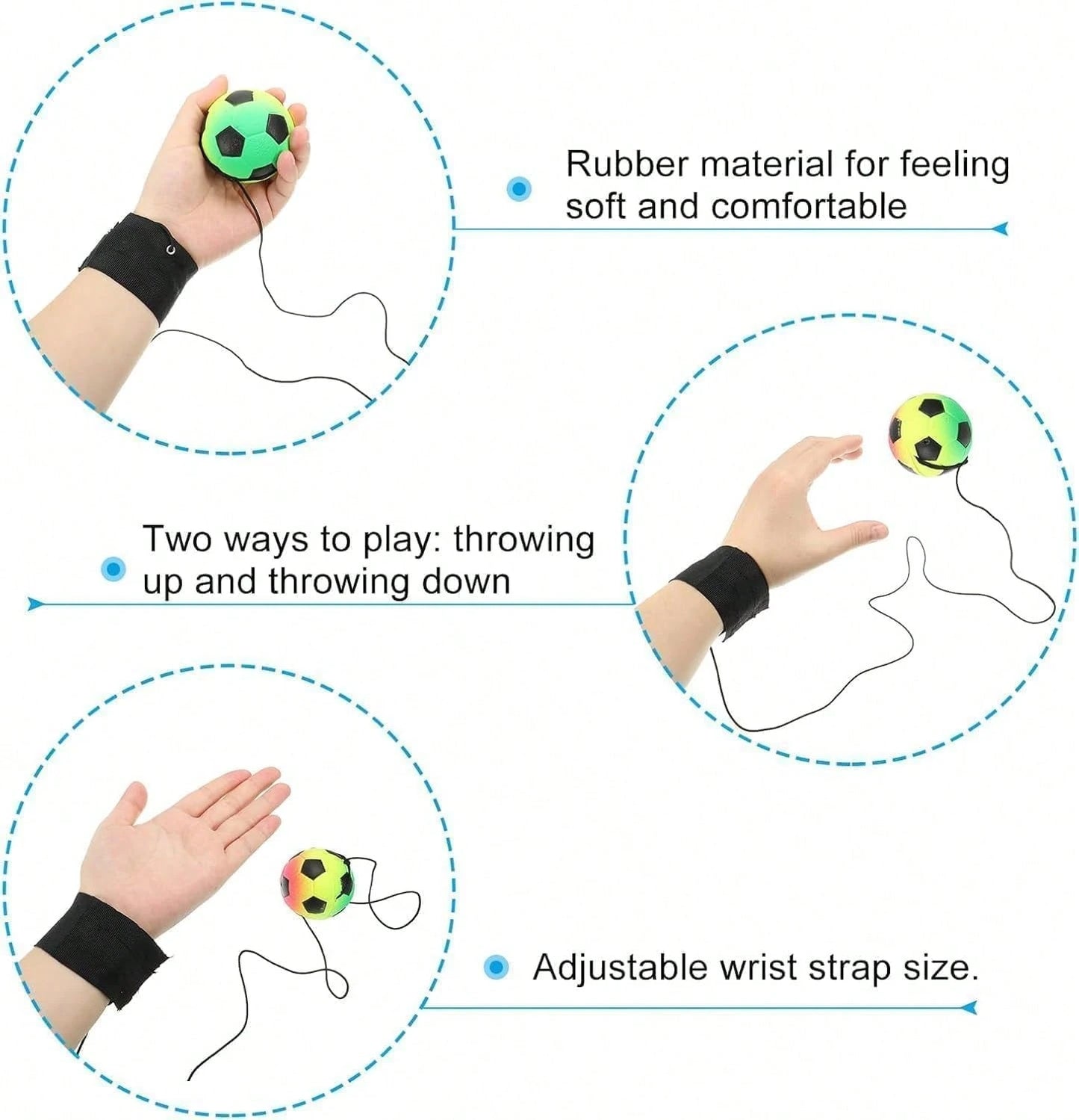 ZLmoue Sports Wrist Return Ball, Baseball With Elastic String, Exercise And Play, Sports Reaction Balls (White)