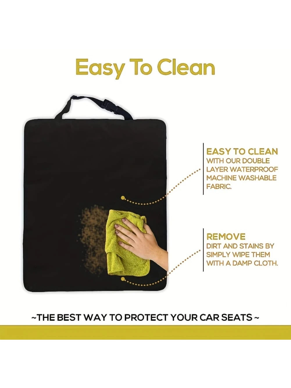 ZukMi 2 Packs Auto Seat Back Kick Protectors, Large Kick Mats For Car, Waterproof Automotive Car Back Seat Cover Protect From Dirt, Mud, Stains, Scratches